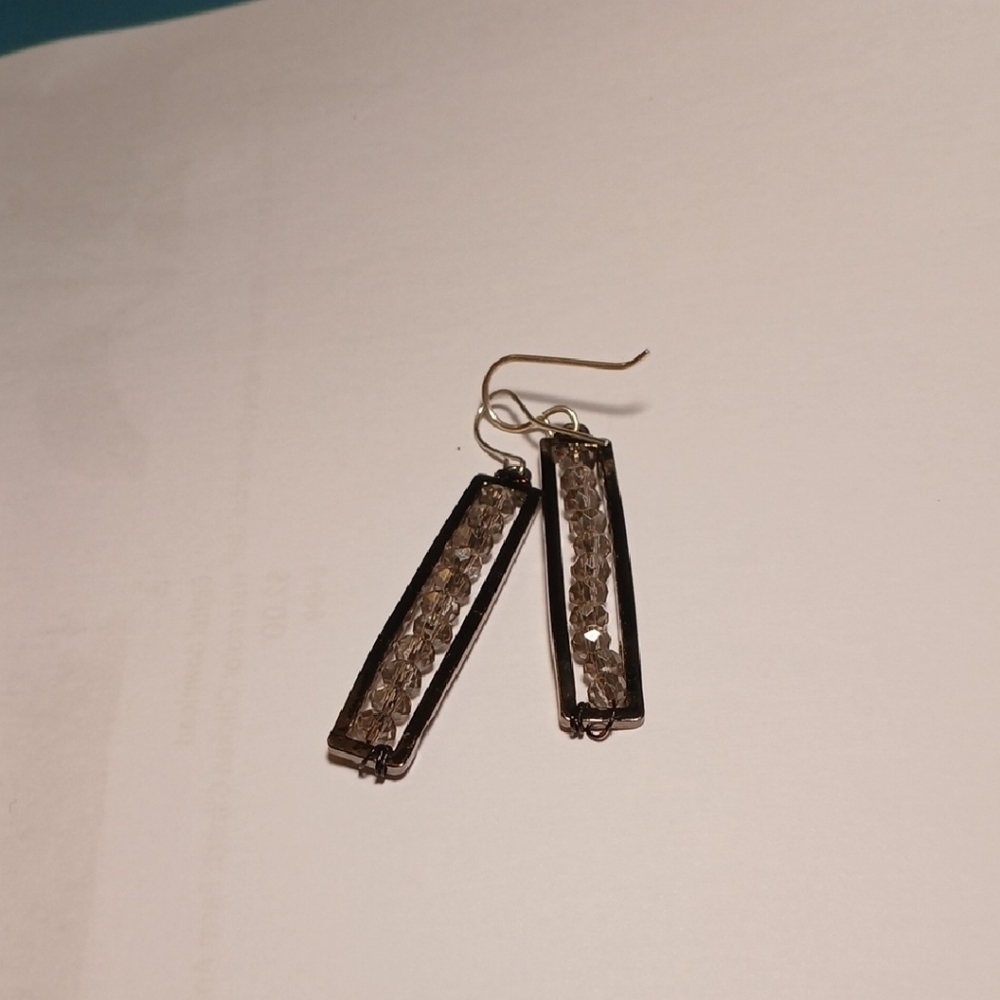 Chic Silver and Black Dangle Earrings